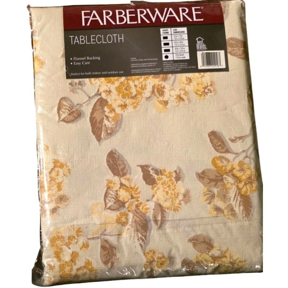Vintage Tablecloth Farberware Oblong Flannel 52